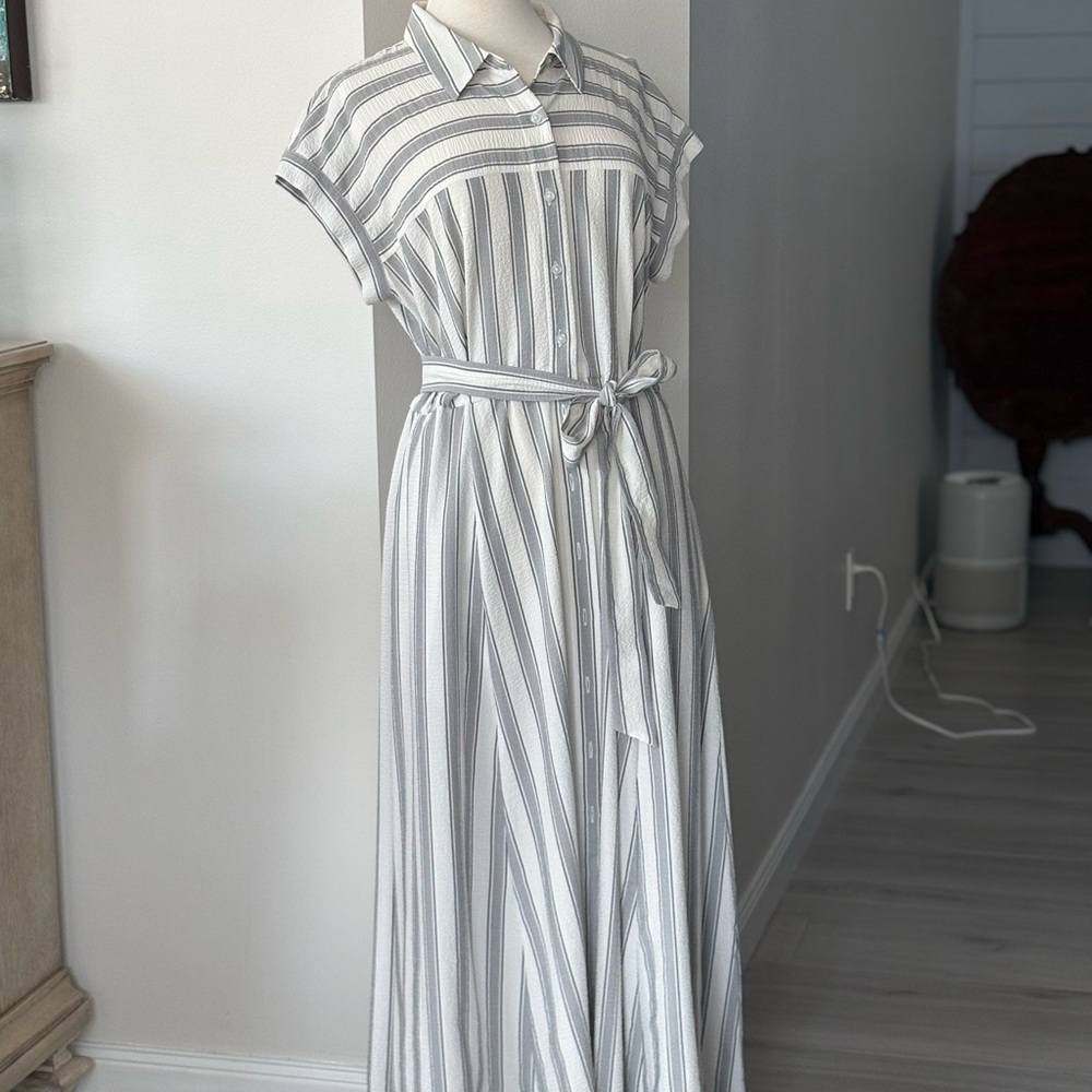 Striped Gray Maxi Dress